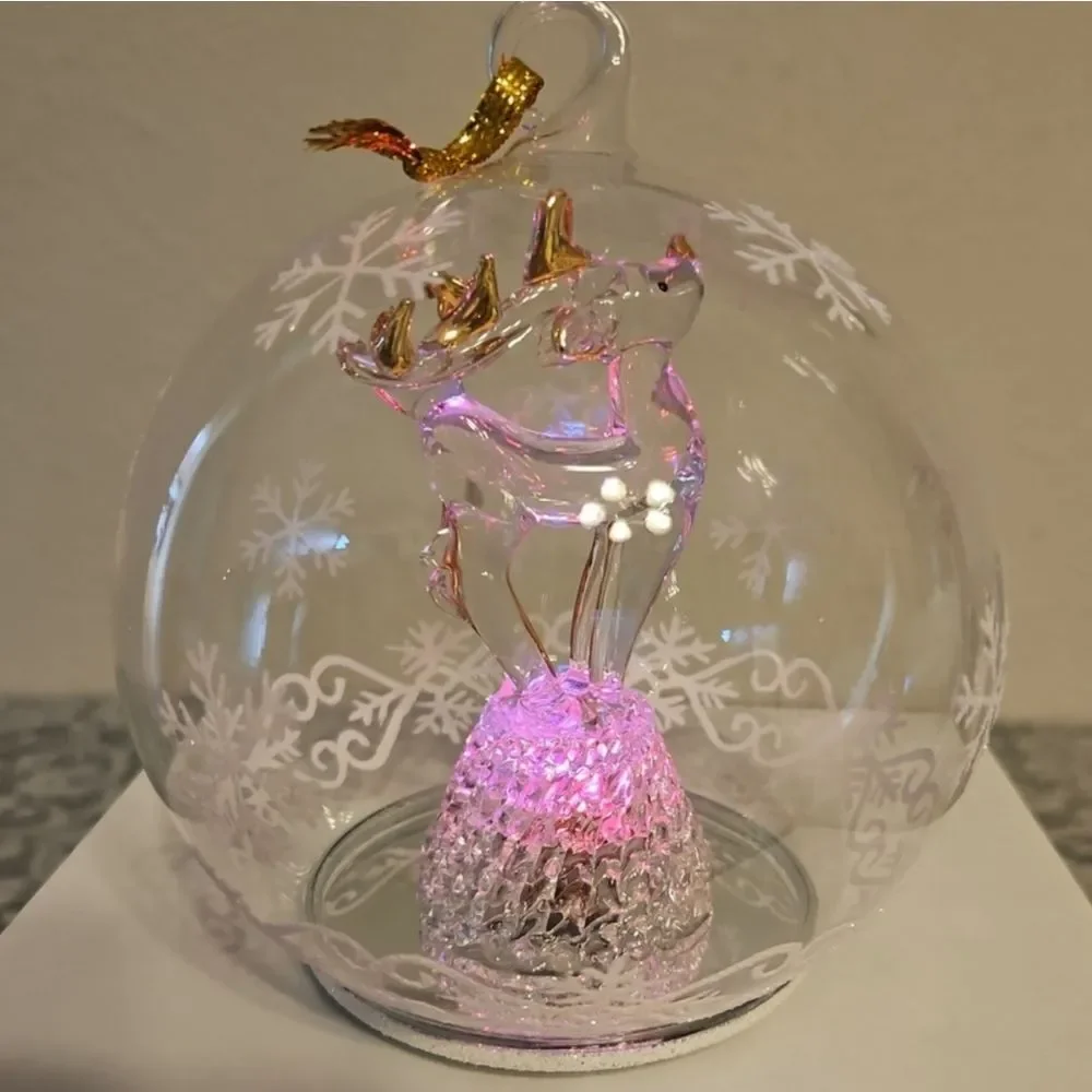 Vintage Soreele LED Lighted Glass Raindeer Globe